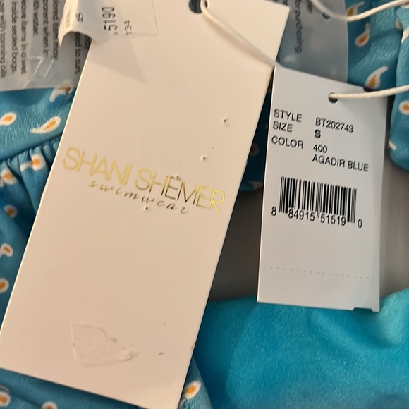 SHANI SHEMER Blue Bandeau Ruffled Swim Top Separates Swimsuit NWT size small - Picture 7 of 10